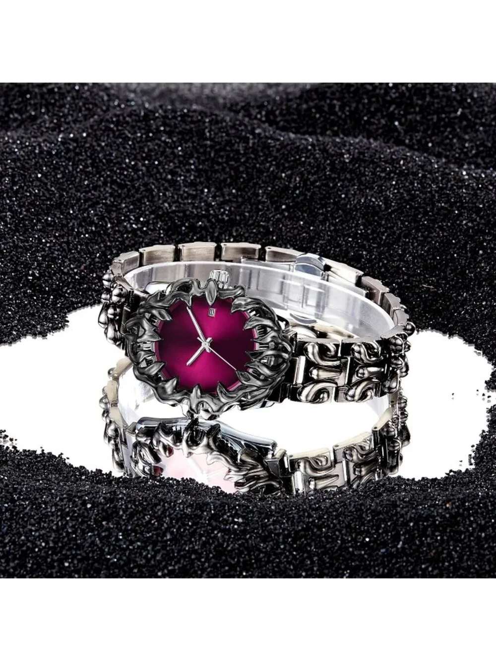 Men's Purple Quartz Gothic Claw Unique Stainless Steel Luminous Waterproof Watch